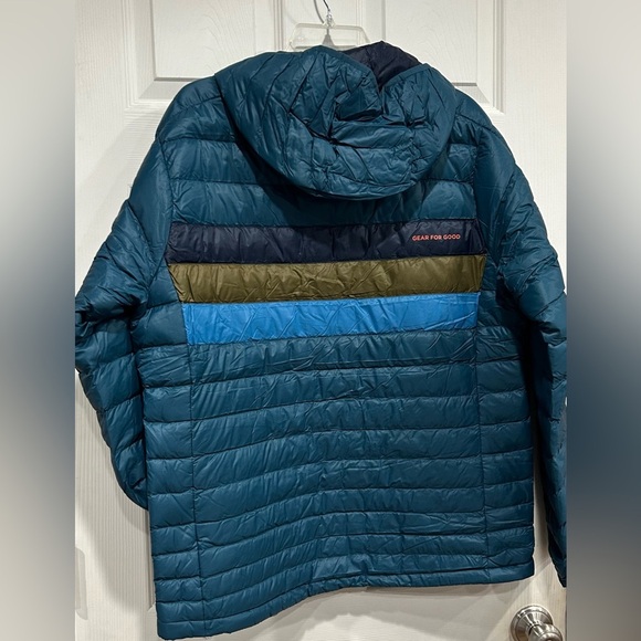 Cotopaxi Men’s XL Fuego Hooded Down Puffer Jacket Blue Abyss Stripes NWT - Picture 3 of 15